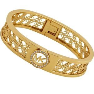 Michael Kors Gold Open Monogram Fulton Hinged Bracelet